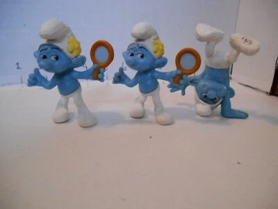 Smurf"s Figures 3" 2013 Mcdonalds happy Meal toys 1 Hefty 2 Vanity - Image 1 of 4