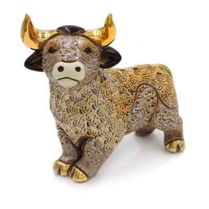 Toro Coraggioso Marrone Scultura in Ceramica De Rosa Rinconada - Foto 1 di 4