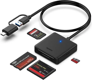 Speicherkartenleser, BENFEI 4in1 USB 3.0 und USB-C auf SD Micro SD MS CF Karte lesen - Bild 1 von 12