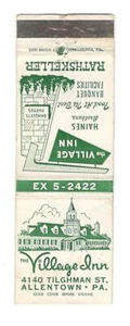 Village Inn Allentown Pennsylvania Vintage Matchbook Cover MO45 - Picture 1 of 2