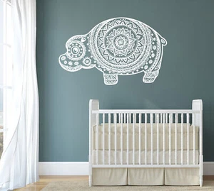 Vinyl Decal Ethnic Animals Symbols Hippopotamus Kids Room Wall Sticker (n1034) - Picture 1 of 3
