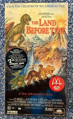 The Land Before Time VHS Factory Sealed McDonald's Sticker Jurassic Park rebate - Image 1 of 4
