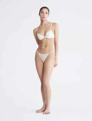 Tanga de encaje para mujer Calvin Klein (X-LARGE) QD3994-100 NUEVO CON ETIQUETAS Foto 1 de 4