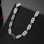 925 Silver Women Necklace Great Wall Pattern Chain Pendant Party Band Jewelry
