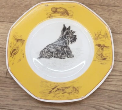 Plato de porcelana octágono para perro HERMES 8" vajilla rara Scottish Terrier Foto 1 de 3