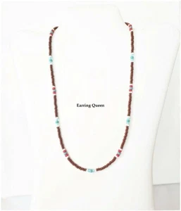 Men Brown Seed Bead Tribal Necklace 18 inch - Picture 1 of 3