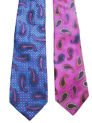 Duchamp London Men's Tie's ( 2 )  Multicolor Paisley  Silk Made in England - Image 1 of 4