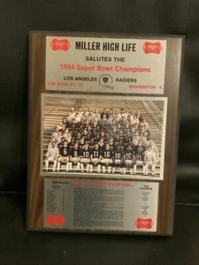 Miller High Life 1984 Super Bowl Champions Los Angeles Raiders Plaque NFL #2600 - Picture 1 of 5