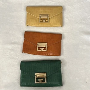 Womens Mini Crossbody Handbag Faux Leather Croc Chain Strap - Picture 1 of 22