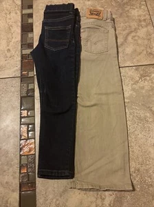 Lot of 2 Boys Jeans size 5 Levis brown regular OshKosh blue skinny - Picture 1 of 6