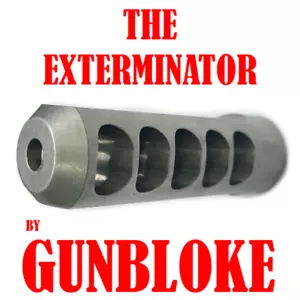 MUZZLE BRAKE "THE EXTERMINATOR" STAINLESS 1/2x20, 1/2"UNF - .22 / .223 / .22-250 - Picture 1 of 5