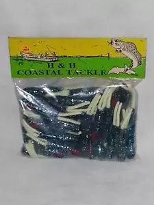 H&H COASTAL TACKLE 3" ESCARABAJO BRILLANTE - 50 PIEZAS COLA AZUL/BLANCA (SR503-40) - Imagen 1 de 2