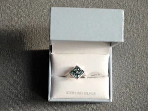 Ava Ro Ring Sterling Silber silver Blume mit Swarovski Crystal blau blue 8 boxed - Bild 1 von 2