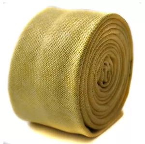 Corbata de lino de diseñador Frederick Thomas para hombre - amarillo pálido - lisa ajustada texturizada - Imagen 1 de 1