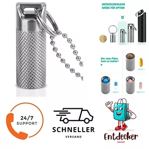 Mini Titan Pillendose mit Schlüsselanhänger, leicht, für Reisen und Tabletten - Bild 1 von 1