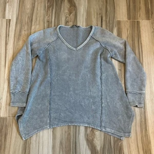 Beau Jours Pullover blau Baumwollpullover Stretch L/S asymmetrischer Saum Small Boho - Bild 1 von 8