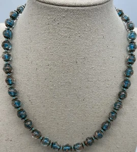 Halskette blau/türkis Muranoglas mit Goldflecken - wunderschön - Bild 1 von 7