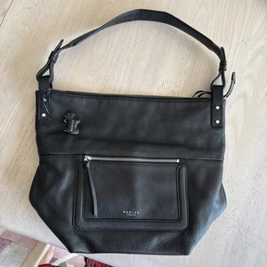 Radley London Black Pebbled Leather Hobo Bucket Shoulder Bag Purse EXCELLENT - Picture 1 of 19