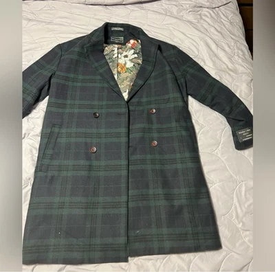 Brand New with tags Paisley & Gray Double Breasted plaid Top Coat Size Large - Image 1 of 3