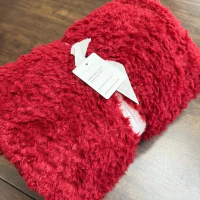 POTTERY BARN FIRESIDE COZY REVERSIBLE THROW BLANKET, 50X60 ~ RED - Image 1 of 4