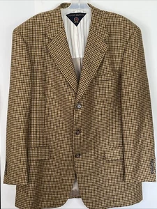 Abrigo deportivo 42R chaqueta de lana tweed pata de gallo marrón dorado Tommy Hilfiger de colección EE. UU. - Imagen 1 de 14