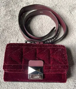 Karl Lagerfeld Burgundy Velvet Belt Bag - Picture 1 of 6