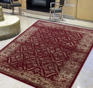 Bohemian Rug for Home decor Modern Floral Area Rug 5x7 Distressed Lava Red/Beige - Picture 1 of 10