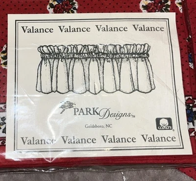 Park Designs Provence Red Window Balance Pair Two Valances 72” X14” - Image 1 of 4