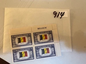 U. S. Stamp plate block 914 - Overrun Countries Belgium - comb. shipping! - Picture 1 of 1