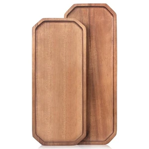 2er Set Holz Servierplatten Essenstablett Wurstwaren Bretter Groß Akazie Wo... - Bild 1 von 7