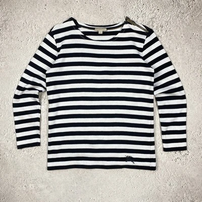 Sudadera Burberry Brit blanca a rayas para mujer talla S  Foto 1 de 4