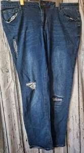 Evans Essence Boyfriend Jeans Plus Size 20 Ripped Distretched Very Stretchy Blue - Picture 1 of 6