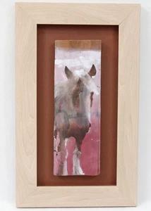 Impressionist Pferd Portrait Gemälde auf Altholzschrott gerahmt - Bild 1 von 10