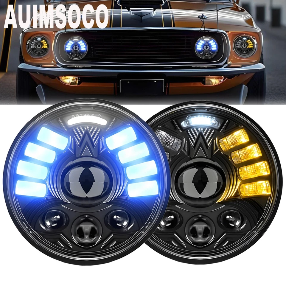 Pair 5.75" 5-3/4 inch LED Headlight Hi-Lo Beam DRL For Audi 100 Series 1971-1977 - Изображение 1 из 4