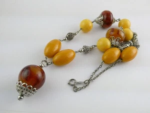 Vintage Accessocraft NYC Faux Amber Beaded Chunky Necklace 110.3g 26 Inches Long - Picture 1 of 15