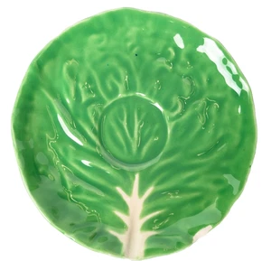AMM Italien Kohlblatt Keramik Untertasse 6,5" Vintage grüner Salat Majolika Faenza - Bild 1 von 3