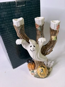 FITZ & FLOYD HALLOWEEN COSECHA FANTASMA CANDELABRO Caja Original - Imagen 1 de 16
