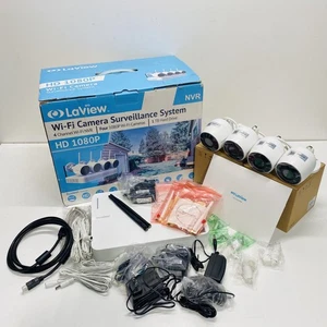 LaView White Four Camera HD 1080P NVR Surveillance System LV N9604D W Used Set - Picture 1 of 8