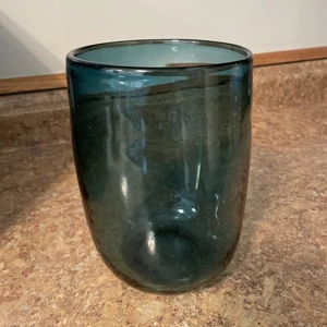 West Elm reines Glas Hurrikan 7 Zoll mittelblau - Bild 1 von 6