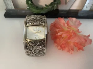 Peck & Peck Quartz Women’s Silver Tone Hinged Cuff Watch Battery Works Vintage - Picture 1 of 24