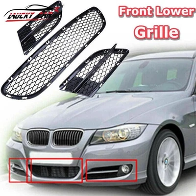 Parrillas de malla de parachoques delantero 3 piezas para BMW E90 LCI 325i 328i 335i 09-11 Foto 1 de 4