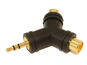 3.5mm Stereo Jack (Male) to 2 RCA (Female) Adapter Gold Plated - Picture 1 of 2
