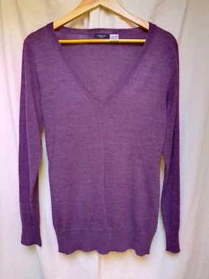 LA REDOUTE Purple Merino Wool Knitted Lightweight Long Jumper, UK Size 10/12 - Image 1 of 4