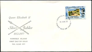 Estampilla de plata de la isla de Norfolk 1977 25c sin dirección cubierta del primer día, en muy buena condición - Imagen 1 de 1