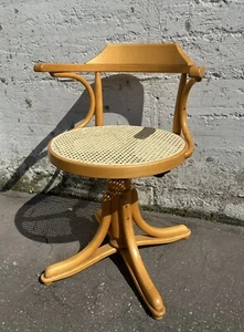 Thonet Schreibtischstuhl / Dreh Stuhl aus Buchholz,rattan - Bild 1 von 10