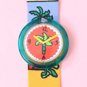 Vintage 90s Y2K POP Swatch ‘Palm Tree' Wrist Watch PWK187 1992 - Picture 1 of 5