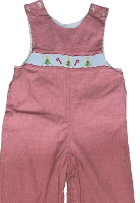 Árvore de Natal Petit Bebe vermelha Gingham batida bengala doce Longall 2T - Imagem 1 de 3
