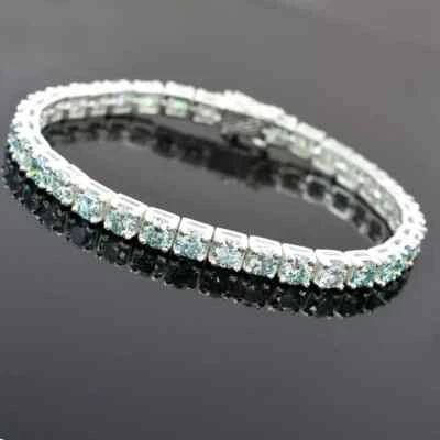 Certified Treated Unisex Blue Diamond Tennis Bracelet-Great Shine & Luster - Image 1 of 4