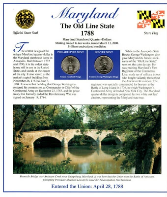 Maryland Quarters P&D 2000 (Postal Panel Collection) PCS - Image 1 of 2