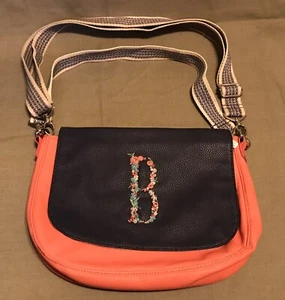 Thirty-one Coral Faux Leather Purse Floral Monogram "B" Double Shoulder Straps - Picture 1 of 9